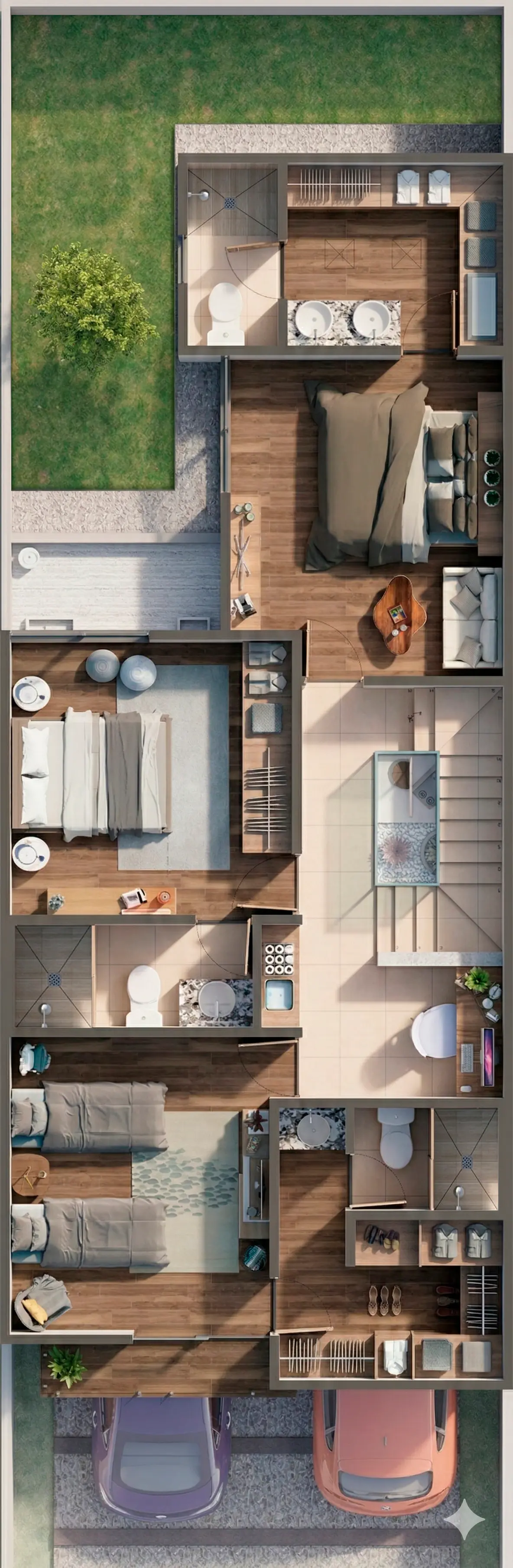 Plano arquitectónico de Planta Alta del modelo Cádiz en San Luis Potosí