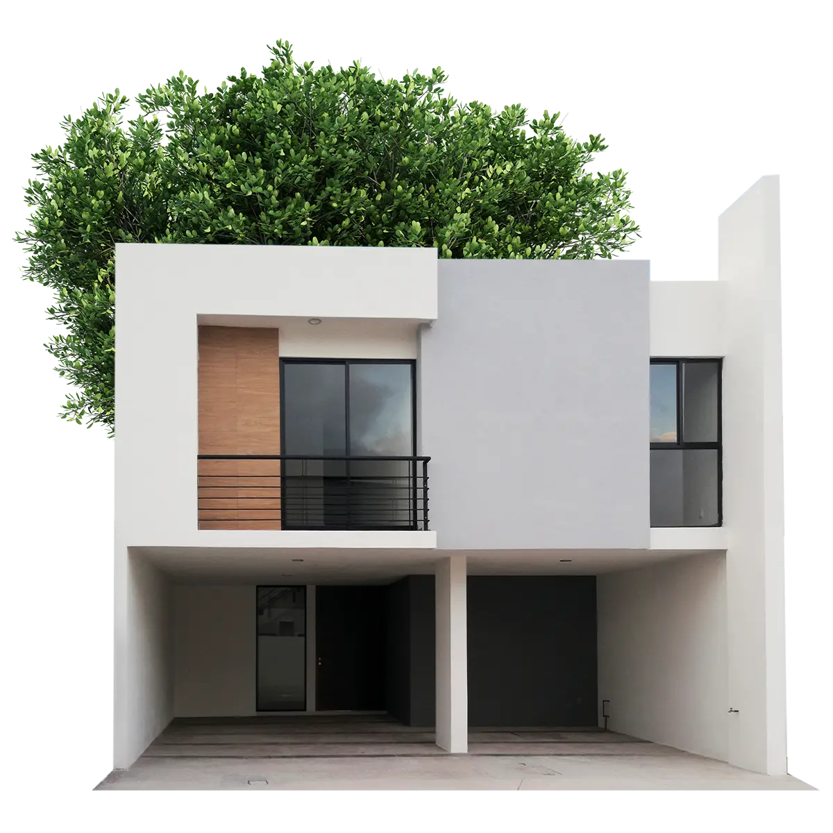 Fachada de casa Modelo Niza en Privada Azul, residencial exclusivo frente a Zona Industrial San Luis Potosí