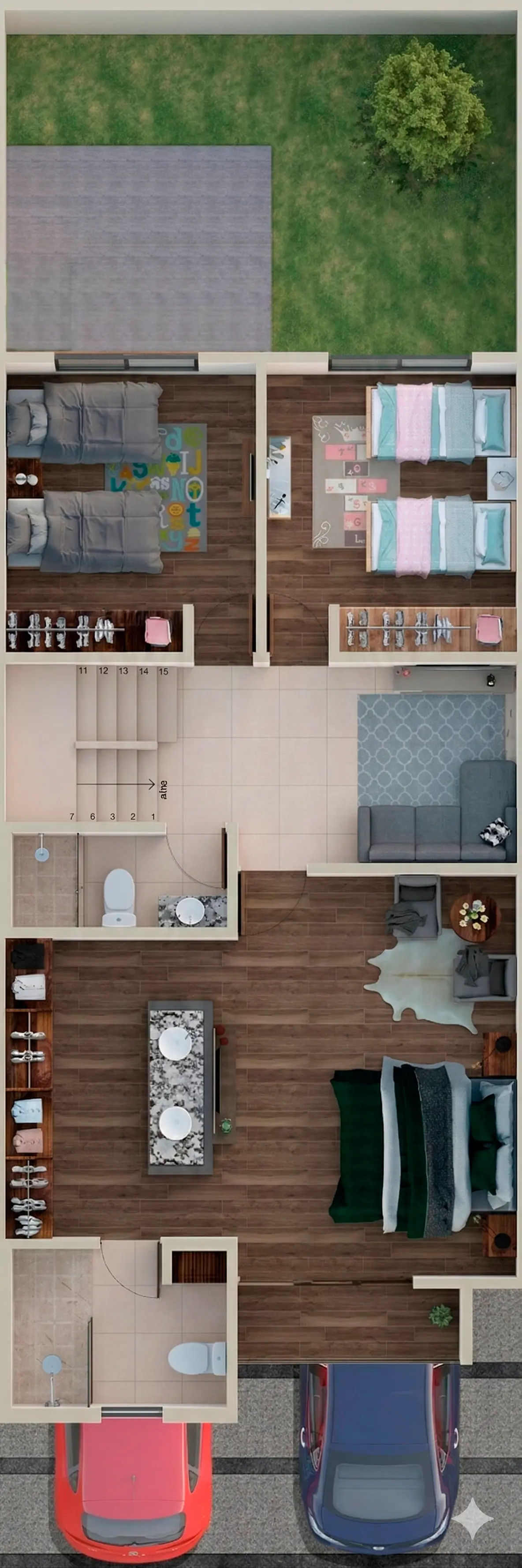 Plano arquitectónico de Planta Alta del modelo Viena en San Luis Potosí