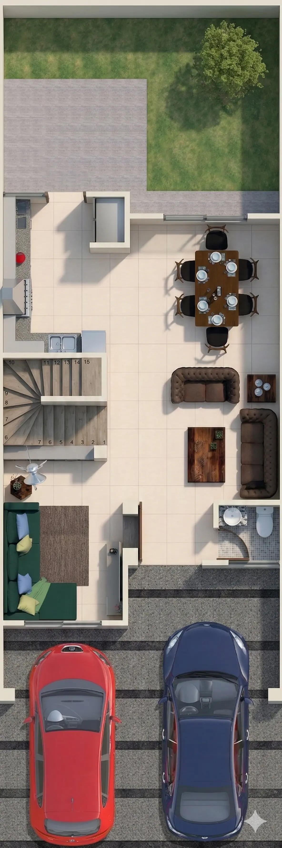 Plano arquitectónico de Planta Baja del modelo Viena con 3 hab.